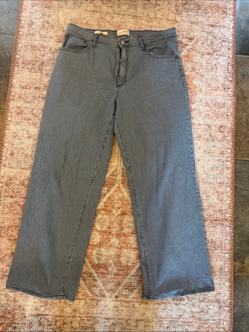 Universal Thread Women's Straight Jeans in Blue & White Pinstripe